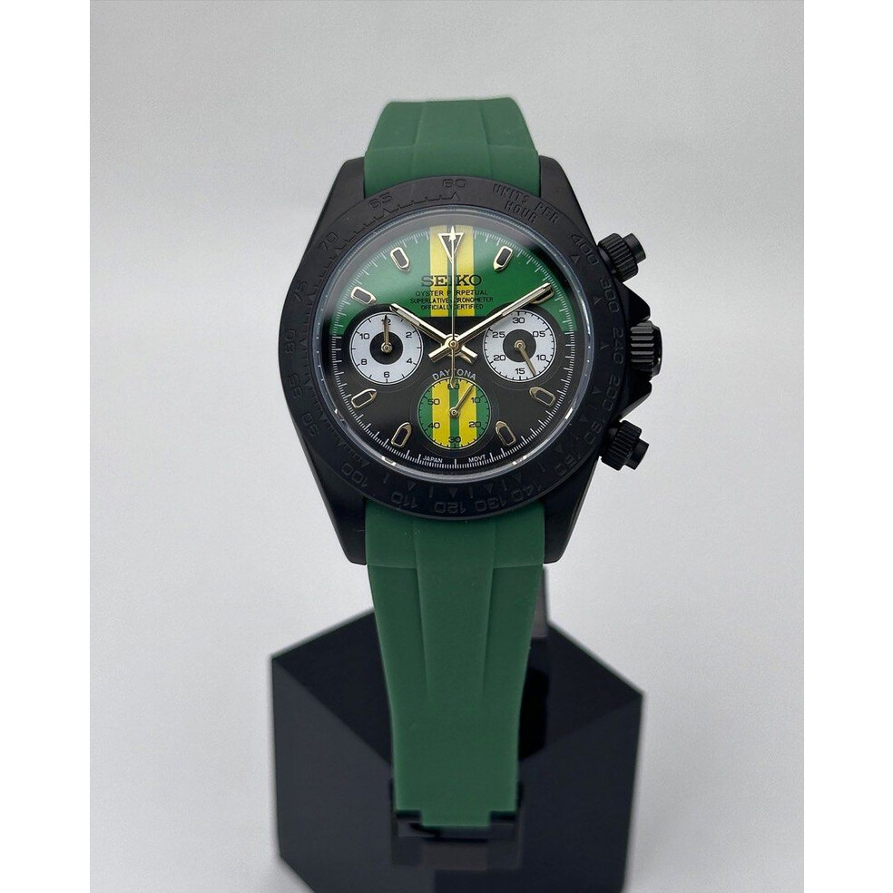 Custom Seiko Mod • DiW GT Green Daytona Quartz Chronograph • 39.5mm